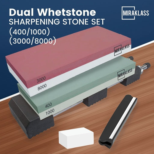 Kitchen Knife Sharpening Water Stone Dual Whetstone Set 400 1000